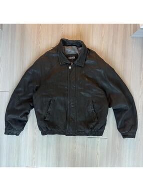 Vintage Kasper Leather Bomber Jacket Black Mens XL Oversized Aviator Flight Coat